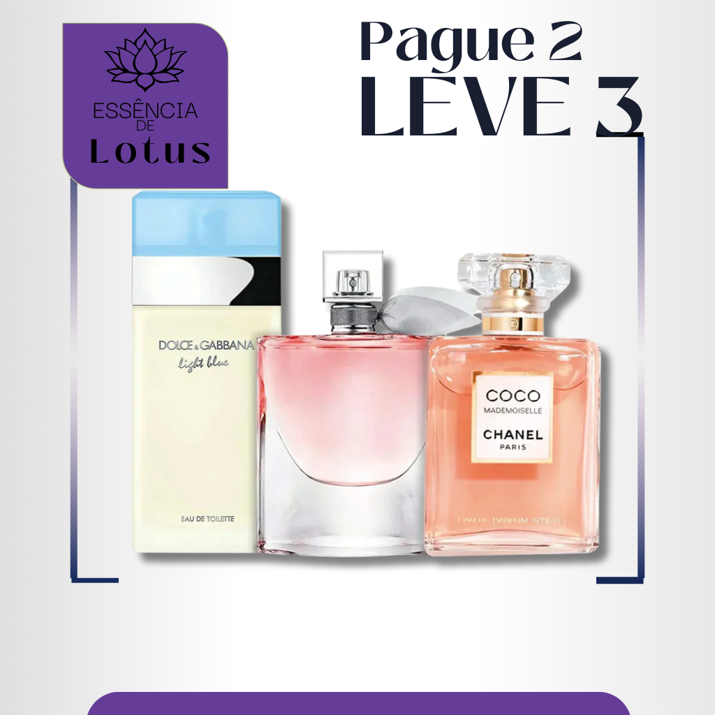 Combo de 3 Perfumes Femininos La Vie est Belle, Mademoiselle e Light Blue 100ml